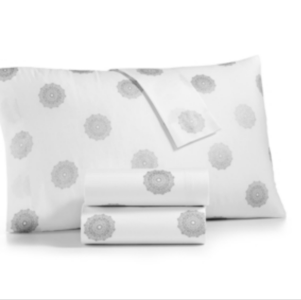 SANDERS Metallic-Print 3-Pc. Twin Sheet Set, 200-Thread Count Cotton Blend